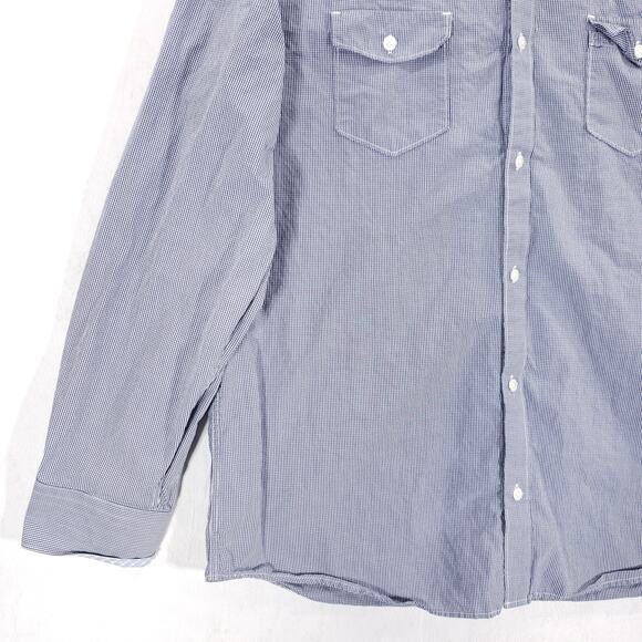 Calvin Klein Shirt Mens Extra Large Blue White Gingham Check Casual Button Up - Picture 4 of 13